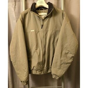 Vintage Columbia Jacket Mens Sz Large Olive Green Black Fleece Lined Zip Up Coat